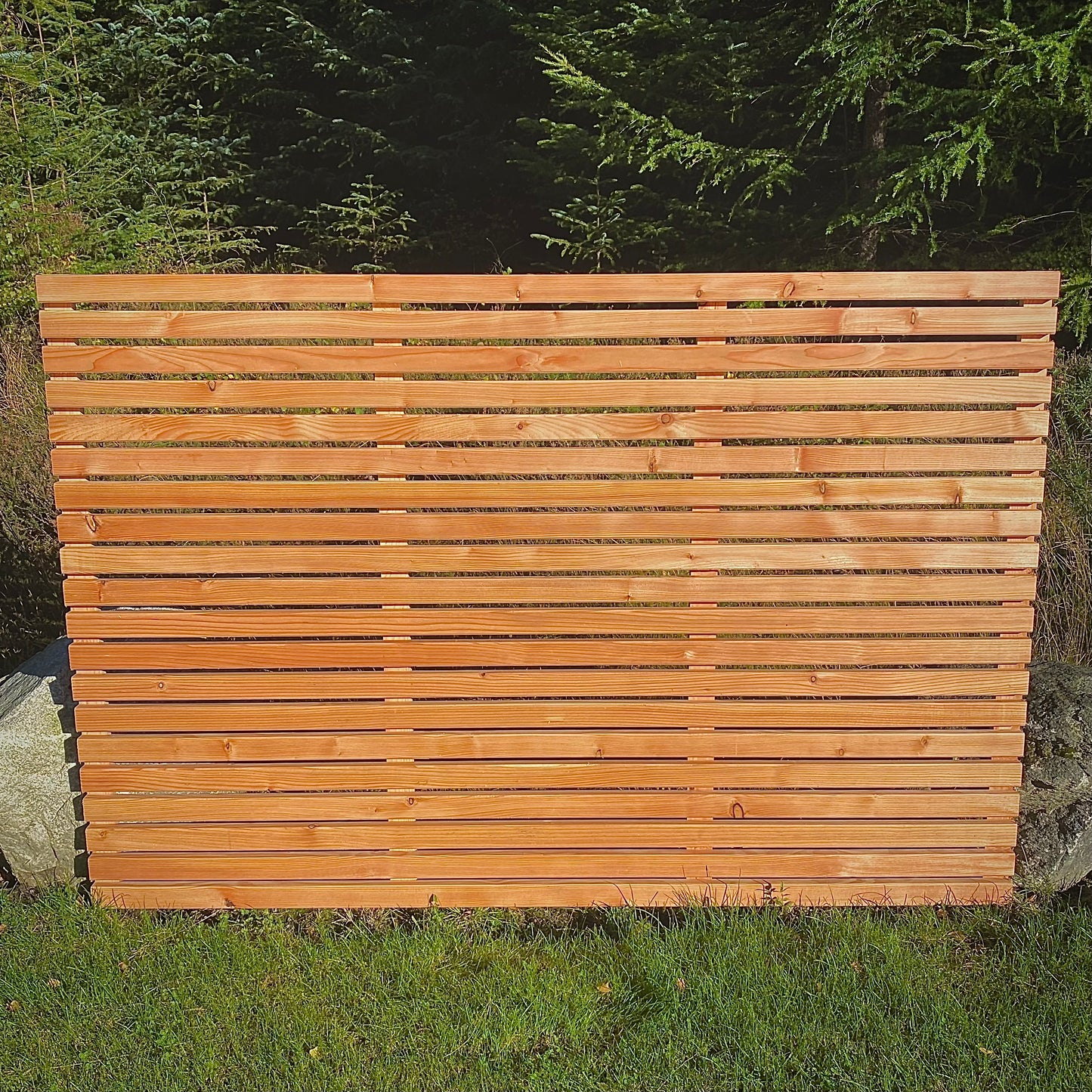 Larch horizontal slatted fence panel