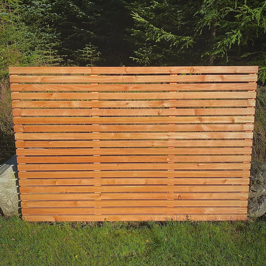 Larch horizontal slatted fence panel