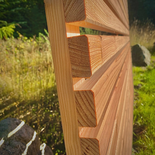 Larch horizontal slatted fence panel